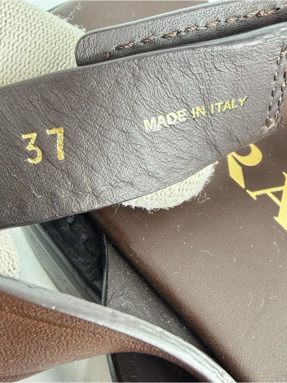PRADA Brown Sandali Block Crisscross Slingback Sandals 37 - 7 US Made in Italy - Picture 8 of 12